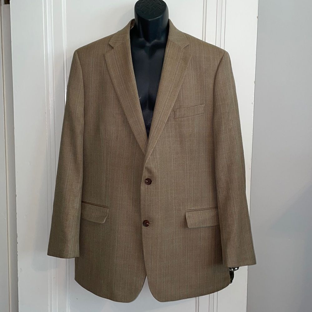 Lauren Ralph Lauren‎ tan striped silk/wool blazer